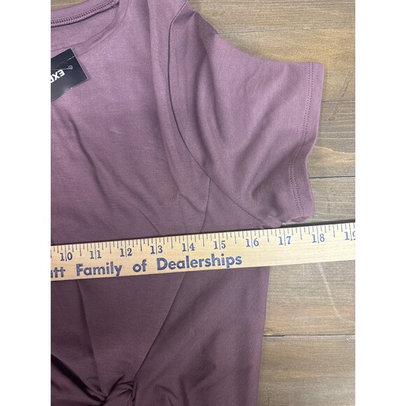 Express Mauve Short Sleeve Twist Front Top M - Picture 2 of 6